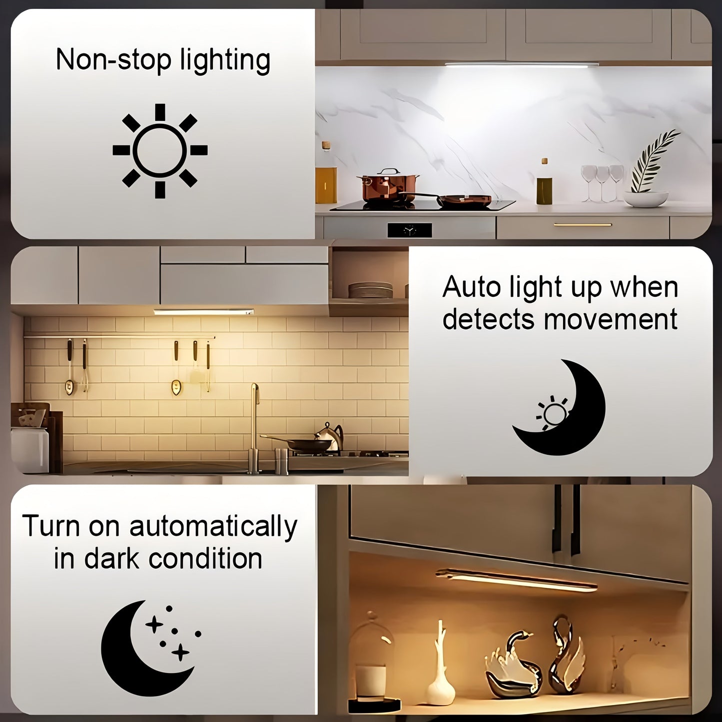 LED Motion Sensor Under Cabinet Light – Wireless USB-C Rechargeable Closet Light, 3 Color Temps & Dimmable, Magnetic Mount, Motion Activated Night Light for Kitchen Cabinet Closet Drawer (1/2/4 Pack)