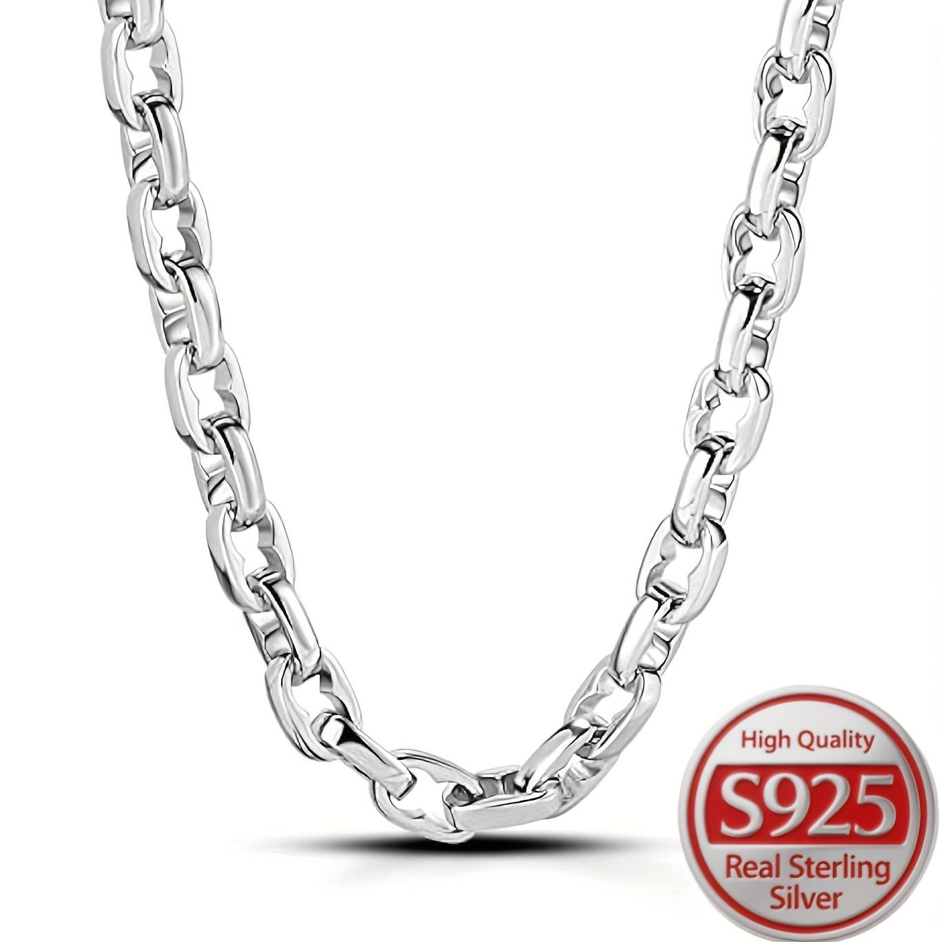 925 Sterling Silver Thick O-Ring Chain Necklace for Men and Women Hypoallergenic Elegant Unisex Statement Necklace Sizes 18 to 24 Inch Valentine Anniversary Birthday Gift for Girlfriend Boyfriend