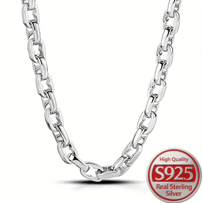 925 Sterling Silver Thick O-Ring Chain Necklace for Men and Women Hypoallergenic Elegant Unisex Statement Necklace Sizes 18 to 24 Inch Valentine Anniversary Birthday Gift for Girlfriend Boyfriend