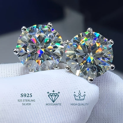 Moissanite Stud Earrings 925 Sterling Silver 0.5 1 2 3 Carat Diamond Alternative Earrings for Women Elegant Korean Japanese Style Hypoallergenic Jewelry Gift