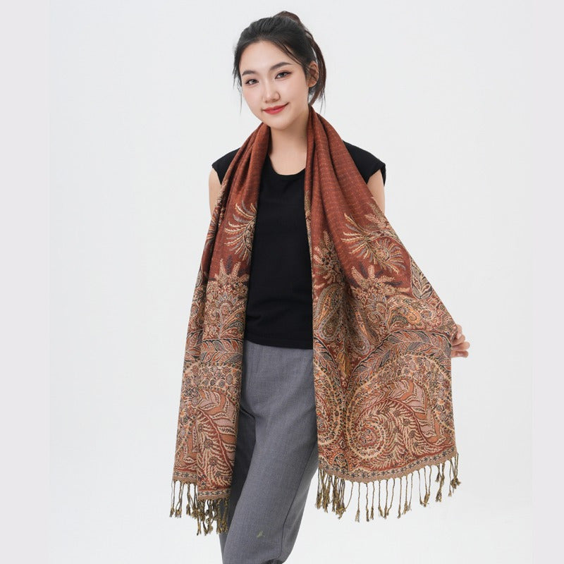 Phoenix Tail Paisley Pashmina Scarf – Thick Warm Wrap Shawl for Women, Luxurious Soft Fabric in 17 Vibrant Colors, Versatile for Formal Events, Everyday Wear & Gifting