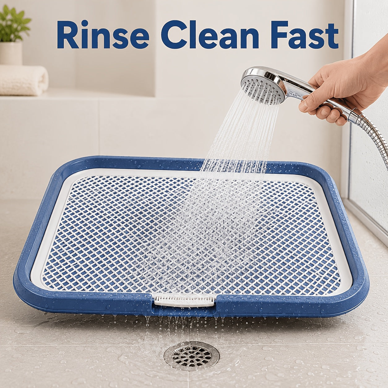 Dog Potty Tray Leak-Proof Indoor Puppy Toilet with Removable Grating, Washable Pee Pad Holder for Apartment Puppy Training, Pet Potty Station for Small Medium Dogs