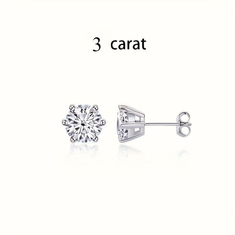 S925 Sterling Silver Moissanite Stud Earrings for Women – Vintage Elegant Style, 0.5CT 1CT 2CT 3CT, Gold & Silver, Daily Wear & Party Jewelry Gift