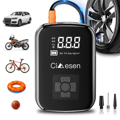 Portable Tire Inflator 100W Cordless Air Pump 4000mAh Battery 30-Second Inflation 5 Modes Digital PSI Display Type-C Charging LED Light Multi-Nozzle for Car Motorcycle Bicycle Ball