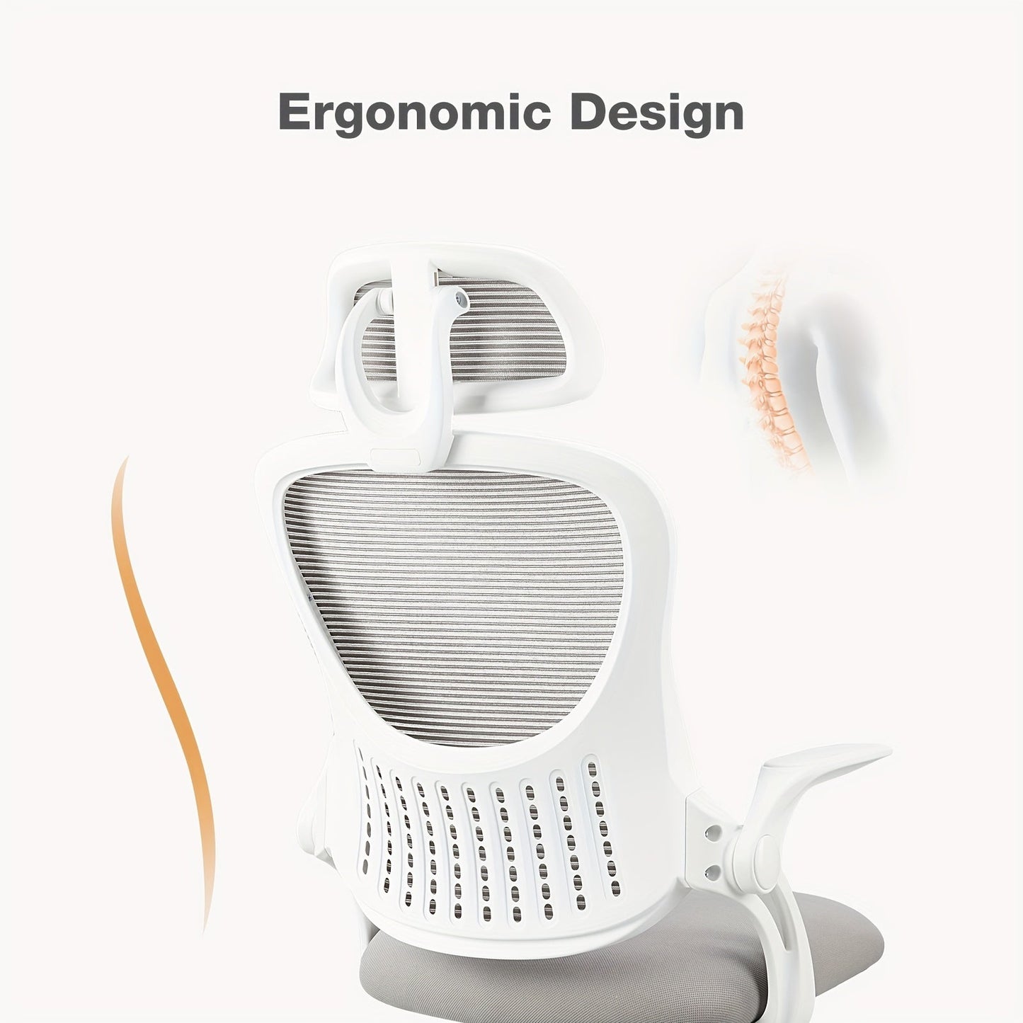 Ergonomic High-Back Mesh Office Chair with Flip-Up Arms Adjustable Headrest Lumbar Support & Wheels - Rolling Computer Desk Chair for Home Office Bedroom Study Pink Grey Black
