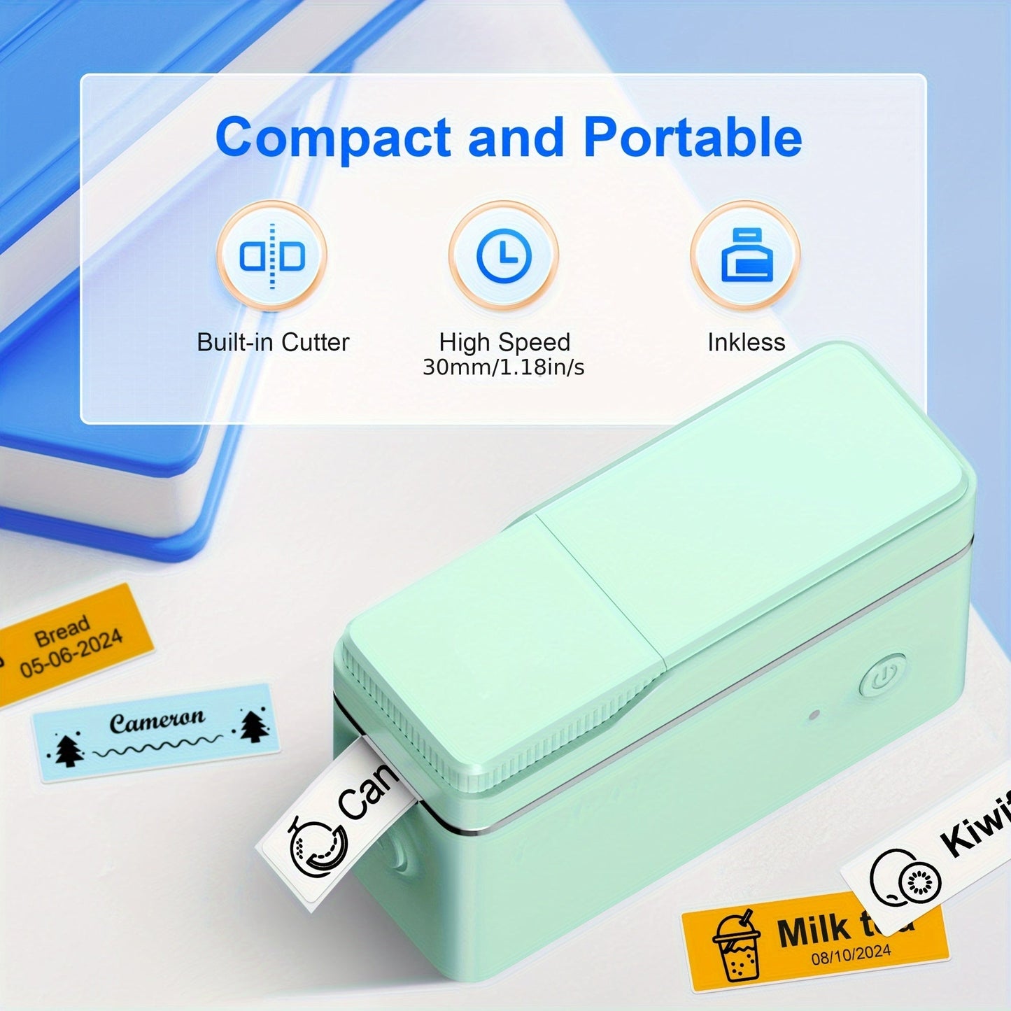 P31S Mini Label Maker Machine with Tape – Bluetooth Thermal Printer Inkless, App Templates, Barcode QR Code, Home Office School Organization (White/Pink/Green)