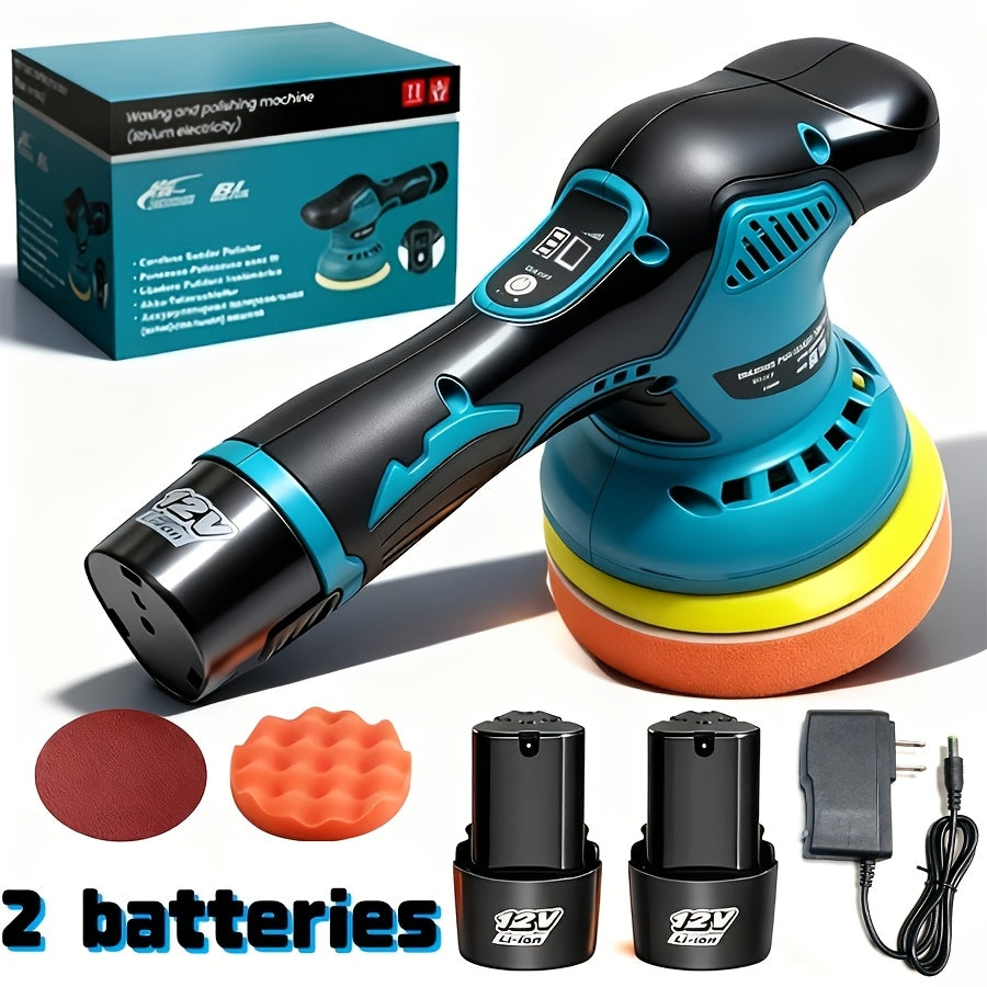 Cordless Car Polisher Buffer 8-Speed 5000 RPM 5-Inch Pad – Dual Power Battery & Plug-In Car Polishing Kit for Scratch Removal Auto Detailing Paint Correction – Red Yellow & Polishing Machine Variants