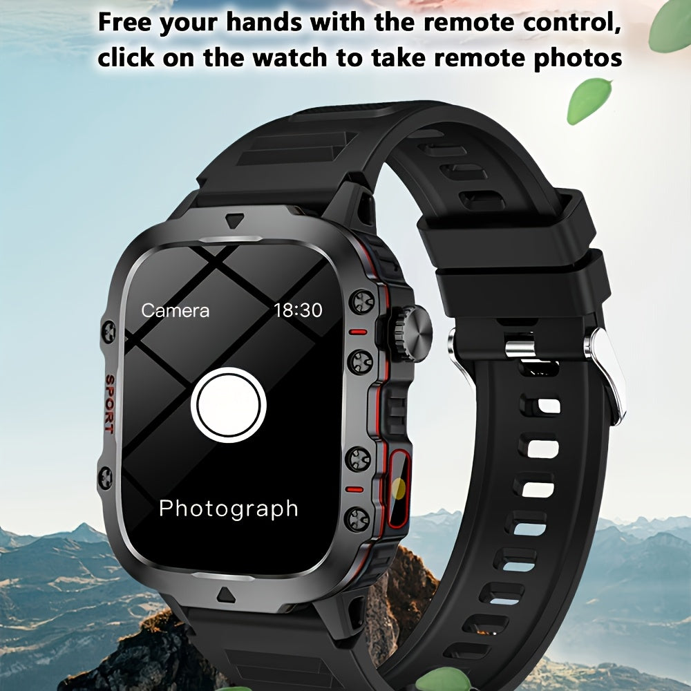 Large Screen Smartwatch Compatible with iPhone Android Wireless Calling SMS Fitness Tracker Heart Rate Monitor Remote Camera Control USB Rechargeable for Men Women - Modern Design Travel Gift