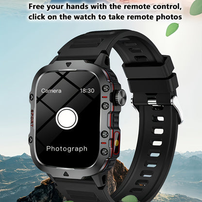 Large Screen Smartwatch Compatible with iPhone Android Wireless Calling SMS Fitness Tracker Heart Rate Monitor Remote Camera Control USB Rechargeable for Men Women - Modern Design Travel Gift