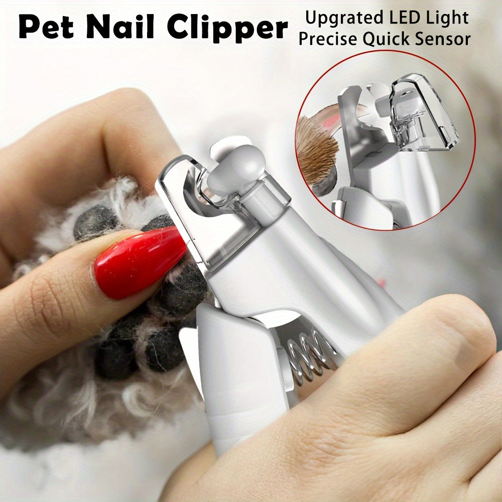 LED Light Dog Nail Clippers USB Rechargeable – Quick Sensor Blood Line Positioning, Hidden Nail File, Safety Lock, Stainless Steel Blades, Pet Nail Trimmer for Dogs & Cats