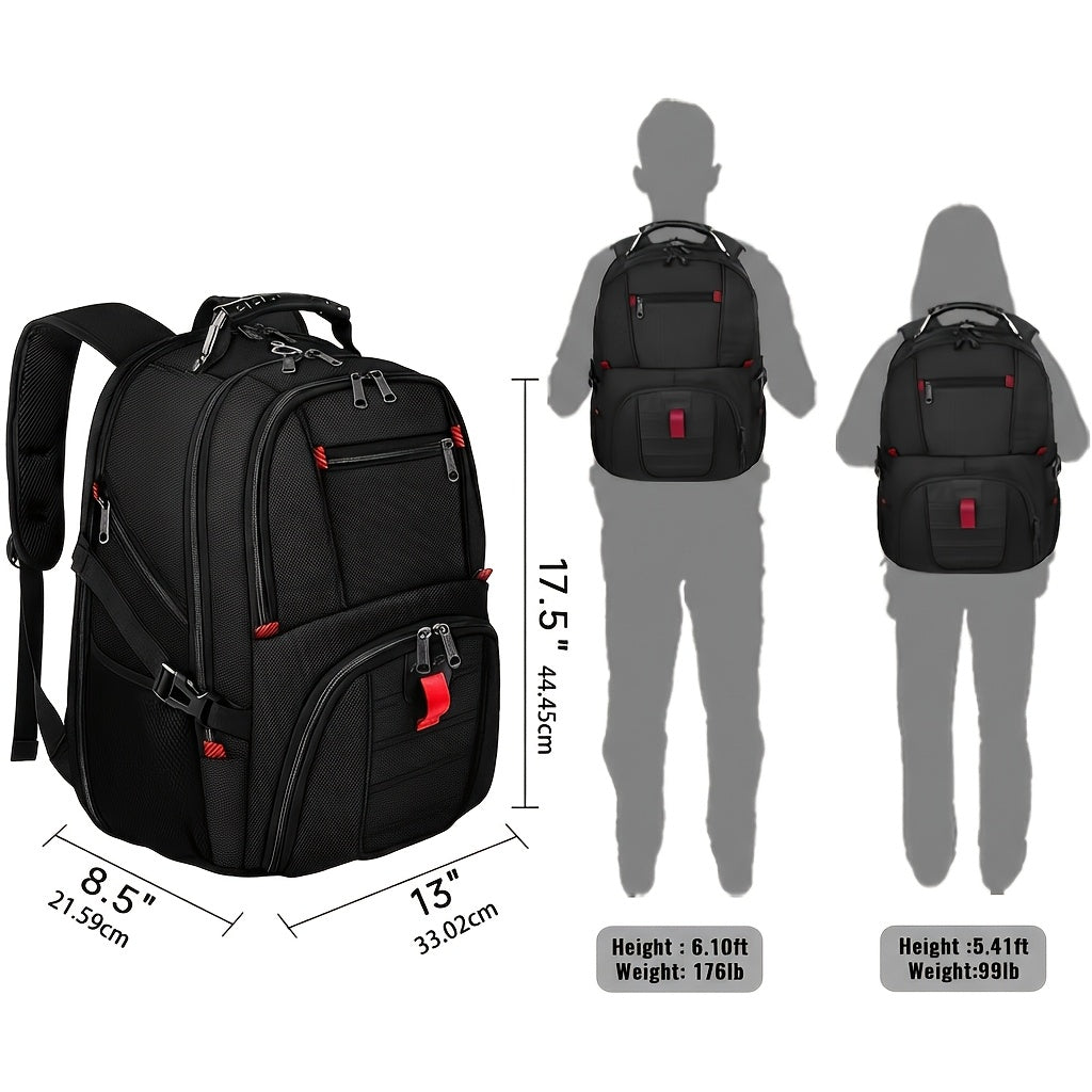 50L Travel Backpack Fits 17 Inch Laptop – Airline Approved, Waterproof, Extra Large College & Work Bag for Men & Women, 3-Compartment Business Backpack for School, Travel & Daily Commute – 8 Colors