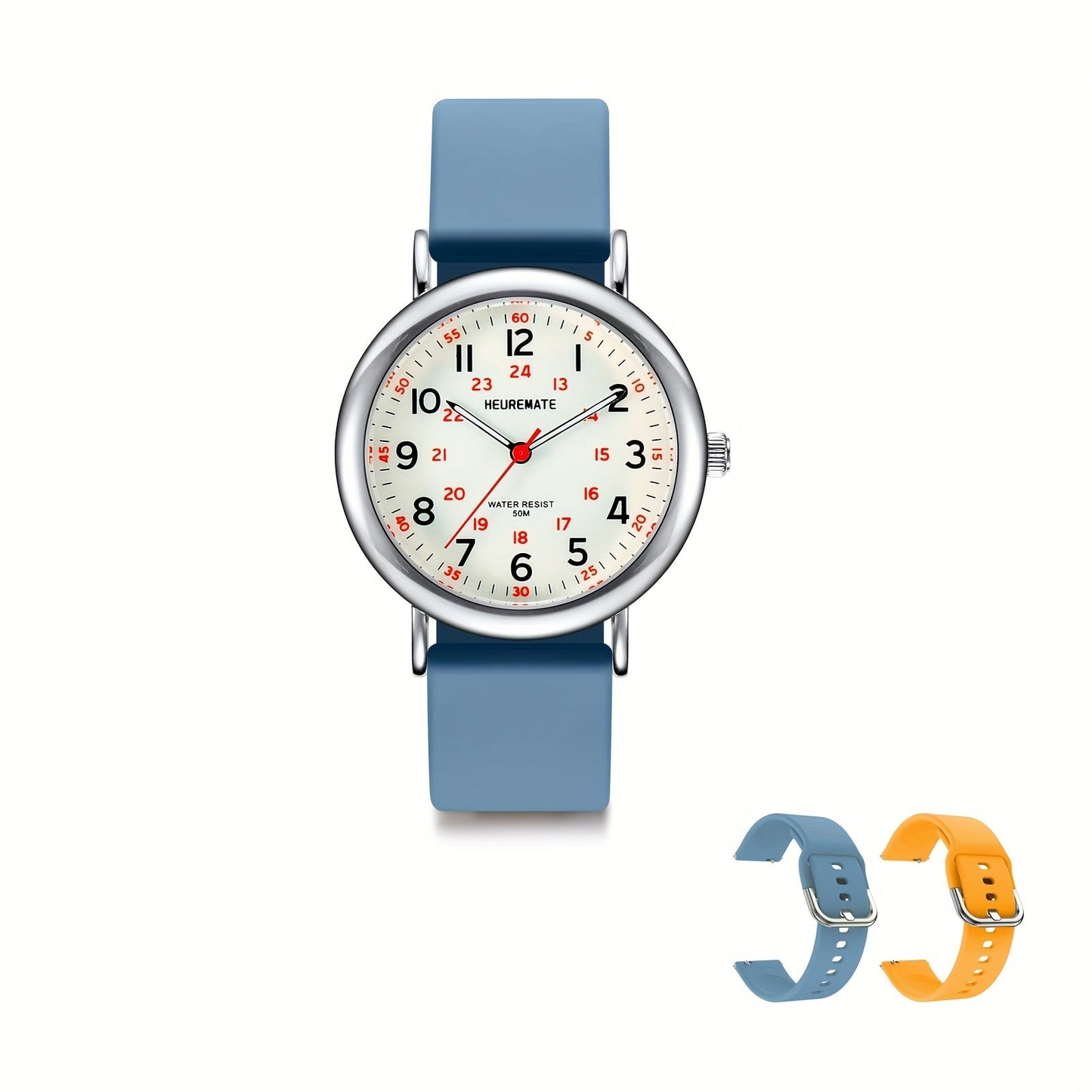 Nurse Watch Waterproof Luminous Easy-Read Dial 24-Hour Second Hand Colorful Silicone Band – Professional Fob Watch for Nurses Nursing Students Doctors Healthcare Workers Unisex 6 Colors