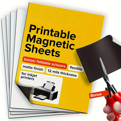 Printable Magnetic Sheets Flexible Non-Adhesive Matte – 6"x8" & 8.5"x11" Inkjet & Laser Compatible Magnet Paper for Photo Magnets, Car Magnets & DIY Crafts, 10 / 15 / 20 Pack