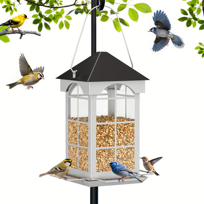 Squirrel Proof Bird Feeder 5LBS Large Capacity Outdoor Hanging Metal Construction Bilateral Weight-Activated Easy to Fill & Clean Weather Resistant for Garden Backyard