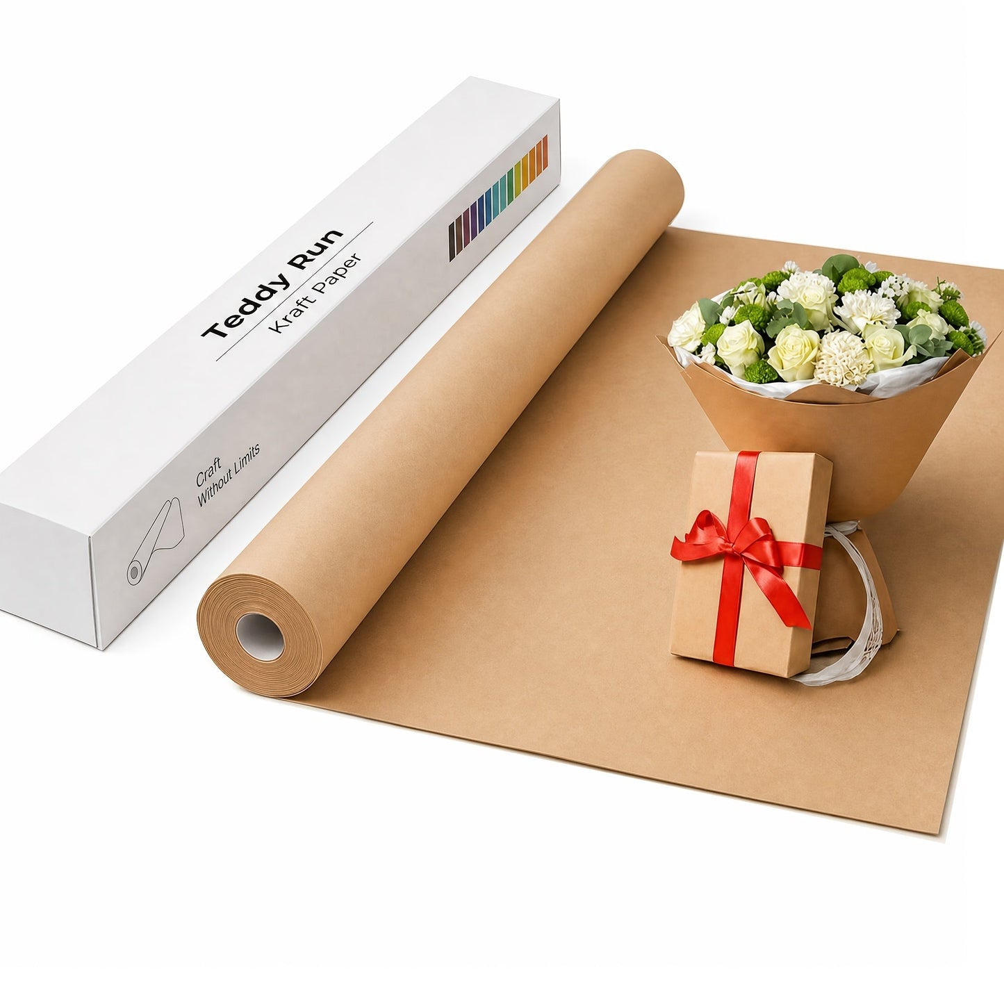 Kraft Paper Roll 80 GSM Heavy Duty for Gift Wrapping, Packing, Moving, Shipping, Wall Art, Crafts, Bulletin Board, Floor Cover & Table Runner — Multiple Sizes & Colors