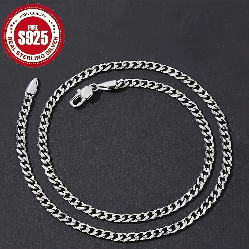 925 Sterling Silver Cuban Link Chain Necklace for Men & Women – 4mm & 6mm Width, 18-24 Inch Hip Hop Silver Chain, Classic Bold Jewelry Gift for Him & Her