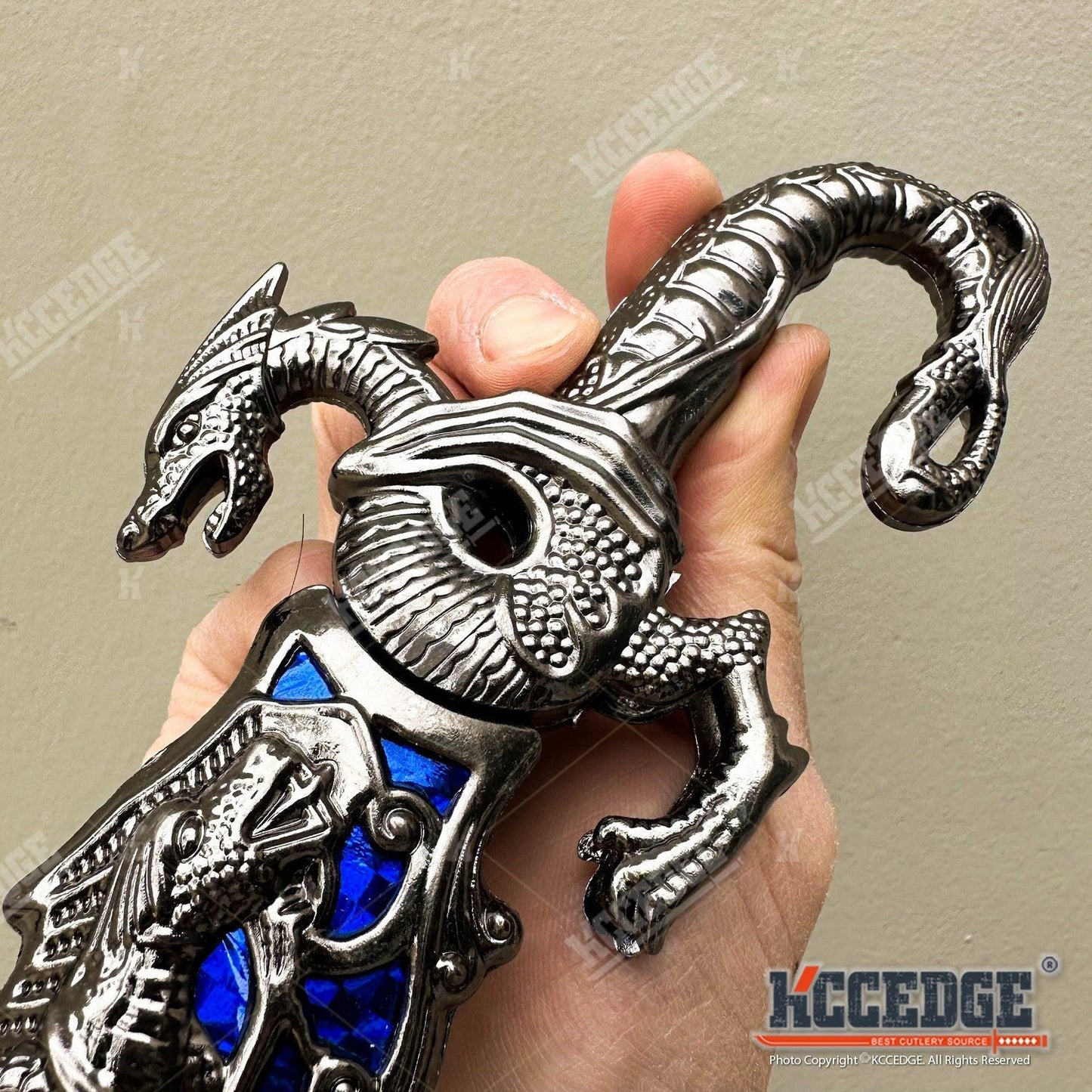 Medieval Dragon Fantasy Fixed Blade Knife with Scabbard 9 Inch – Non-Sharpened 440 Stainless Steel, Cosplay Prop, Historical Replica, Home Decor Collectible, 5 Colors