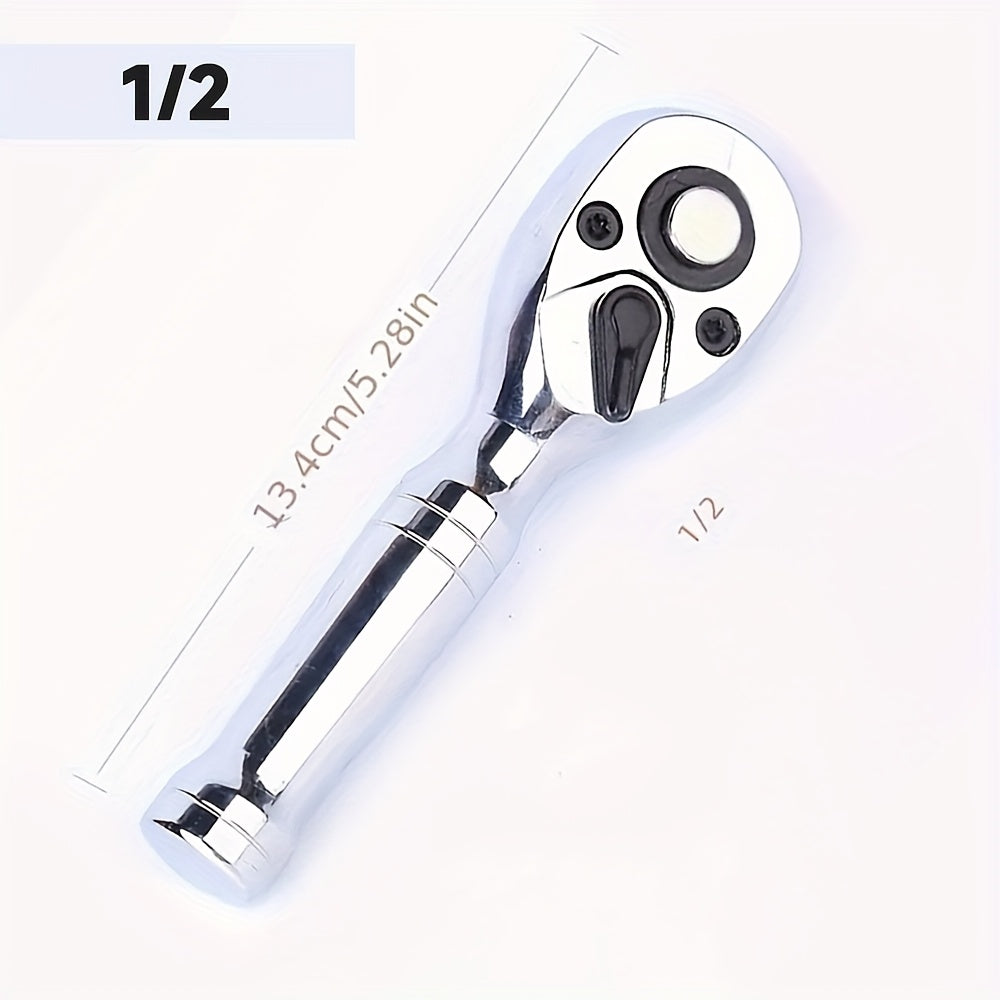 72-Tooth Quick Ratchet Wrench Set Compact Dual-Direction Short Handle Socket Wrench for Auto Repair – 3 Drive Sizes 1/4" 3/8" 1/2" – Fast Release Ratchet Handle Tool for Car Truck Mechanic