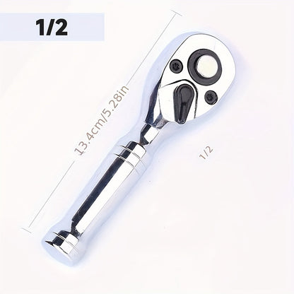 72-Tooth Quick Ratchet Wrench Set Compact Dual-Direction Short Handle Socket Wrench for Auto Repair – 3 Drive Sizes 1/4" 3/8" 1/2" – Fast Release Ratchet Handle Tool for Car Truck Mechanic