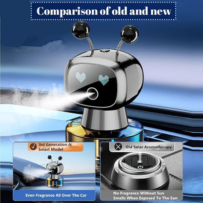 Robot Smart Car Air Freshener USB Rechargeable Auto Spray AI Expression Display 4 Scent Levels – Automatic Fragrance Diffuser Car Decoration Gift Black Blue Red Green
