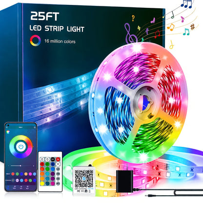 RGB LED Strip Lights App Remote Control Music Sync Dimmable Color Changing Timing – Smart LED Lights for Bedroom Living Room Game Room Decor 16.4FT to 200FT