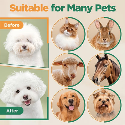USB Rechargeable Pet Grooming Clippers Kit for Dogs & Cats – Ceramic Blades, Low Noise, Cordless Electric Clipper Set with Brush & Comb