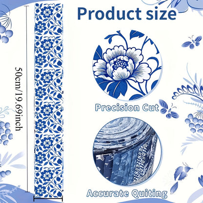40-Piece Chinoiserie Blue & White Jelly Roll Quilting Strips - Precut Porcelain Floral Patchwork Fabric for Quilting, Sewing & Crafts, 2.5" x 44" Cotton Fabric Strips
