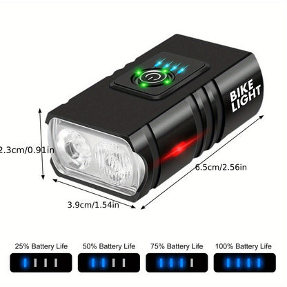LED Bike Light Set USB-C Rechargeable 1500 Lumen – Front & Rear Bicycle Lights, 6+4 Modes, Waterproof, Power Display, Fast Charging, Safe Night Cycling Light for Road Mountain Bike