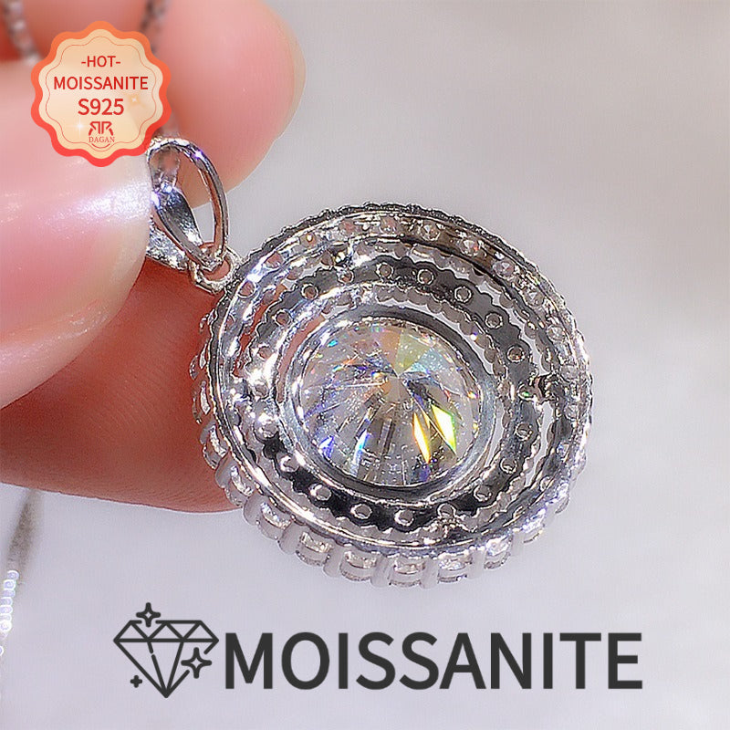 5 Carat Moissanite Pendant Necklace S925 Sterling Silver Minimalist Diamond Alternative Promise Necklace Luxury Elegant Jewelry for Women Wedding Holiday Gift