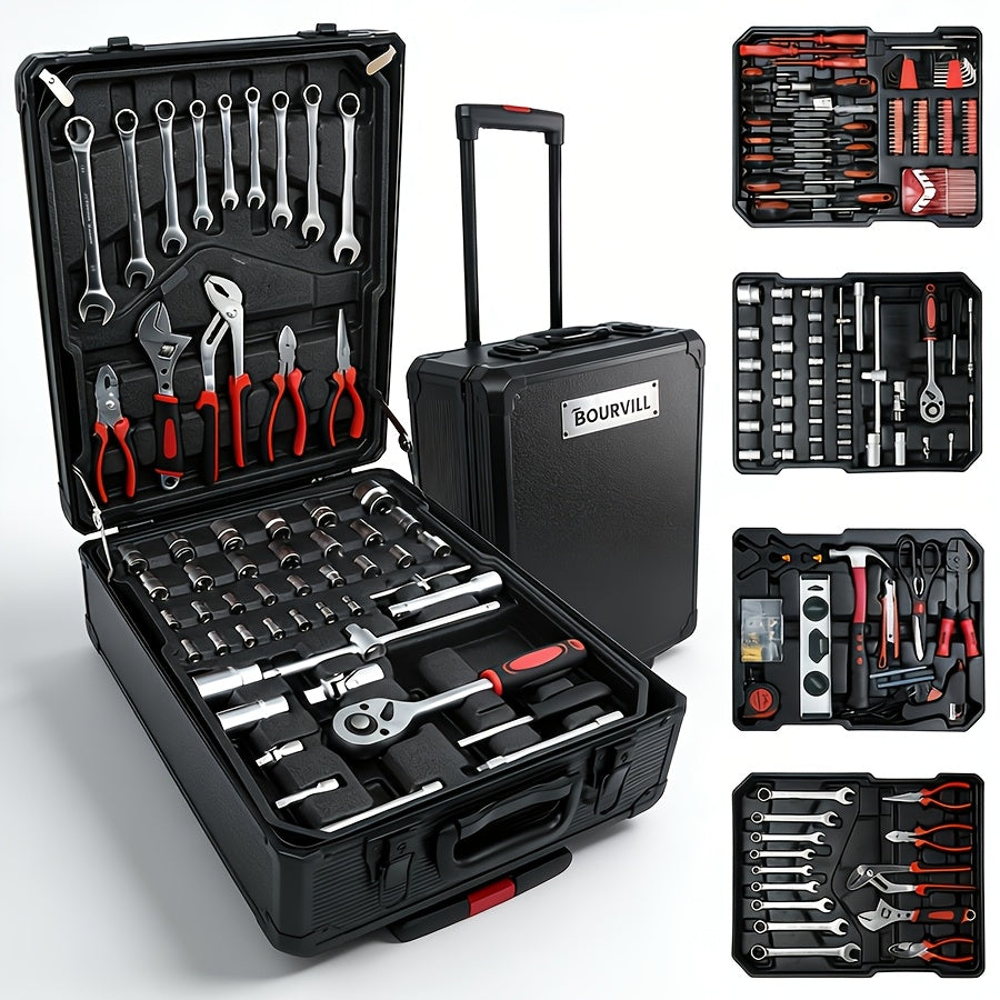 52-Piece Professional Tool Set - Chrome Vanadium Steel, Portable Toolbox for Home & Car Repair, Multi-Function DIY Hand Tool Kit for Enthusiasts & Professionals, Great Gift for Men