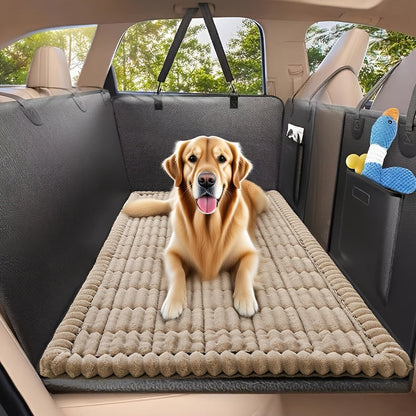 Non-Slip Car Dog Mat Heavy Duty Pet Seat Cushion with Rear Extension Pad – Anti-Bite Waterproof Floor Liner for SUV, Sedan & Truck, Fits All Dog Sizes, Easy to Clean Durable Polyester