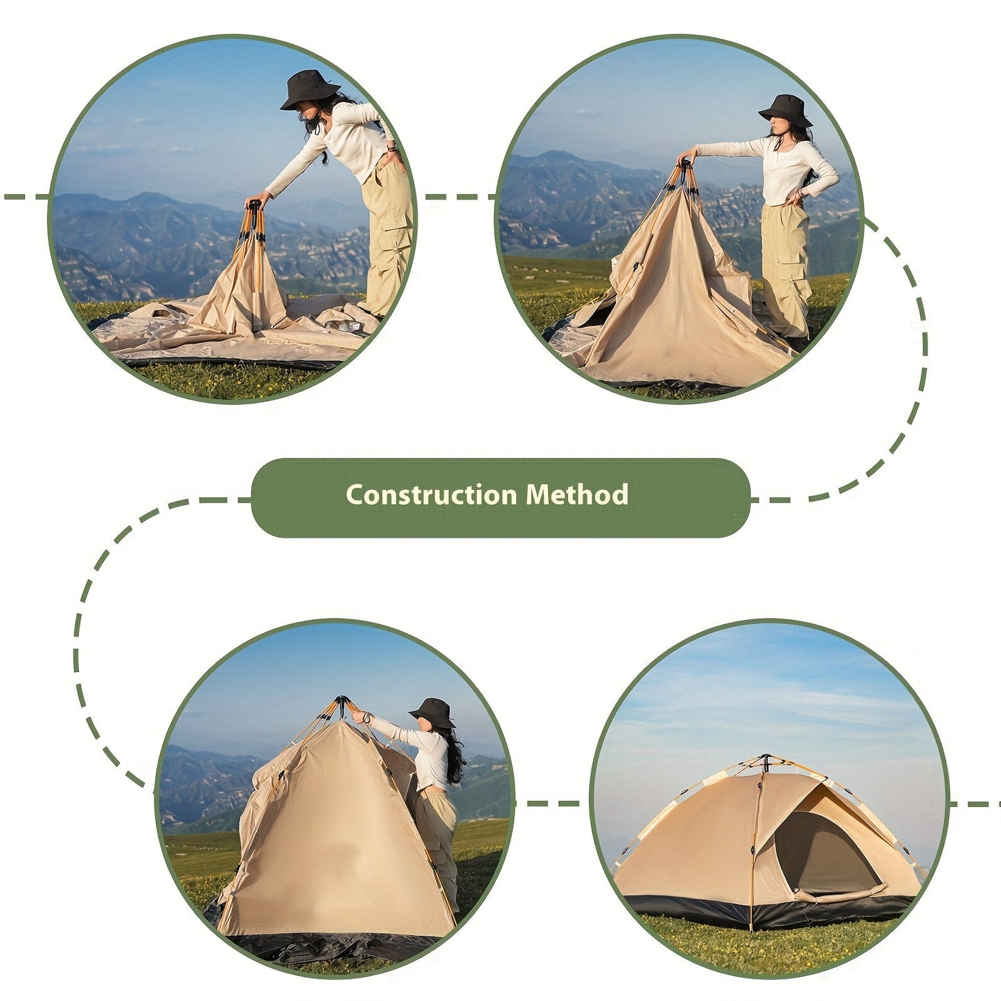Automatic Instant Setup Camping Tent 1-4 Person All-Season Windproof Lightweight Tent with Dual Doors & Mesh Windows for Camping Hiking Travel – Durable Portable Outdoor Shelter