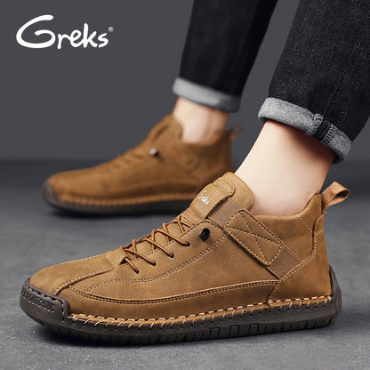 Men's Slip-On Ankle Boots Lightweight Mid-Top Loafers Cushioned Sole Non-Slip for Walking Driving Casual Office Semi-Formal Spring Fall EU 34.5-48