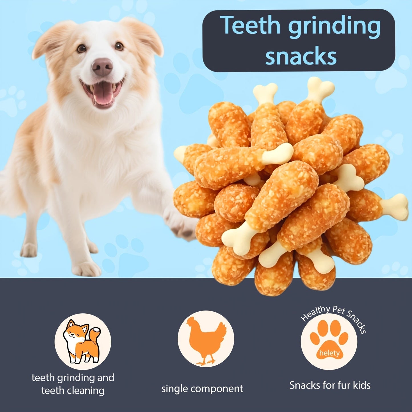 High Protein Chicken Dumbbell Dog Treats – Natural Healthy Long-Lasting Training Reward Snacks with Rice for Small, Medium & Large Breed Dogs