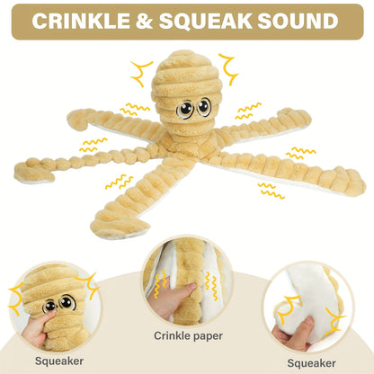 Squeaky Octopus Plush Dog Chew Toy – Interactive Stuffed Squeaker Toy for Puppies & Dogs, Soft Teeth Cleaning Chewable Animal Toy for Small Medium Large Breeds, Cute Gift, 5 Colors