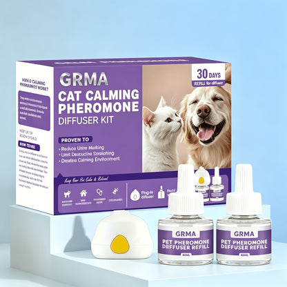Pheromone Calming Diffuser for Cats & Dogs 3-in-1 – Reduces Anxiety Spraying Urination Fighting & Territory Marking Includes 1 Diffuser + 2 Refills