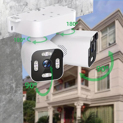 Dual Lens PTZ Security Camera Outdoor WiFi – 360° Pan Tilt Zoom 5MP, 10x Electric Zoom, Motion Detection, Two-Way Audio, Siren Alarm, Color Night Vision, App Control, Home Surveillance Camera