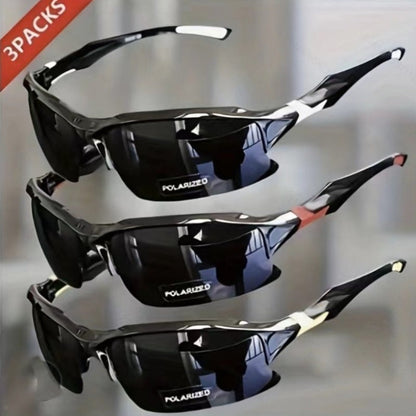 Half Frame Polarized Sports Sunglasses for Men UV400 Protection Lightweight Goggles for Skiing Driving Running Fishing Outdoor Activities 3-Pack or 10-Pack