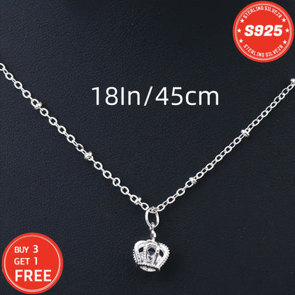 S925 Sterling Silver Crown Necklace for Women 18 Inch – 5A Cubic Zirconia Pendant, Hypoallergenic CZ Choker, Elegant Gift for Wife Girlfriend Mom Daughter Birthday Anniversary Christmas