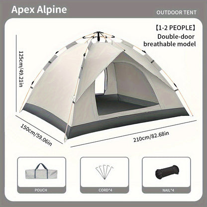 Pop Up Camping Tent Automatic Instant Setup, Waterproof Windproof UV Protection, 4-6 Person Family Tent with Double Door & Windows, Portable Foldable Design for Camping, Hiking, Beach & Outdoor Vacations
