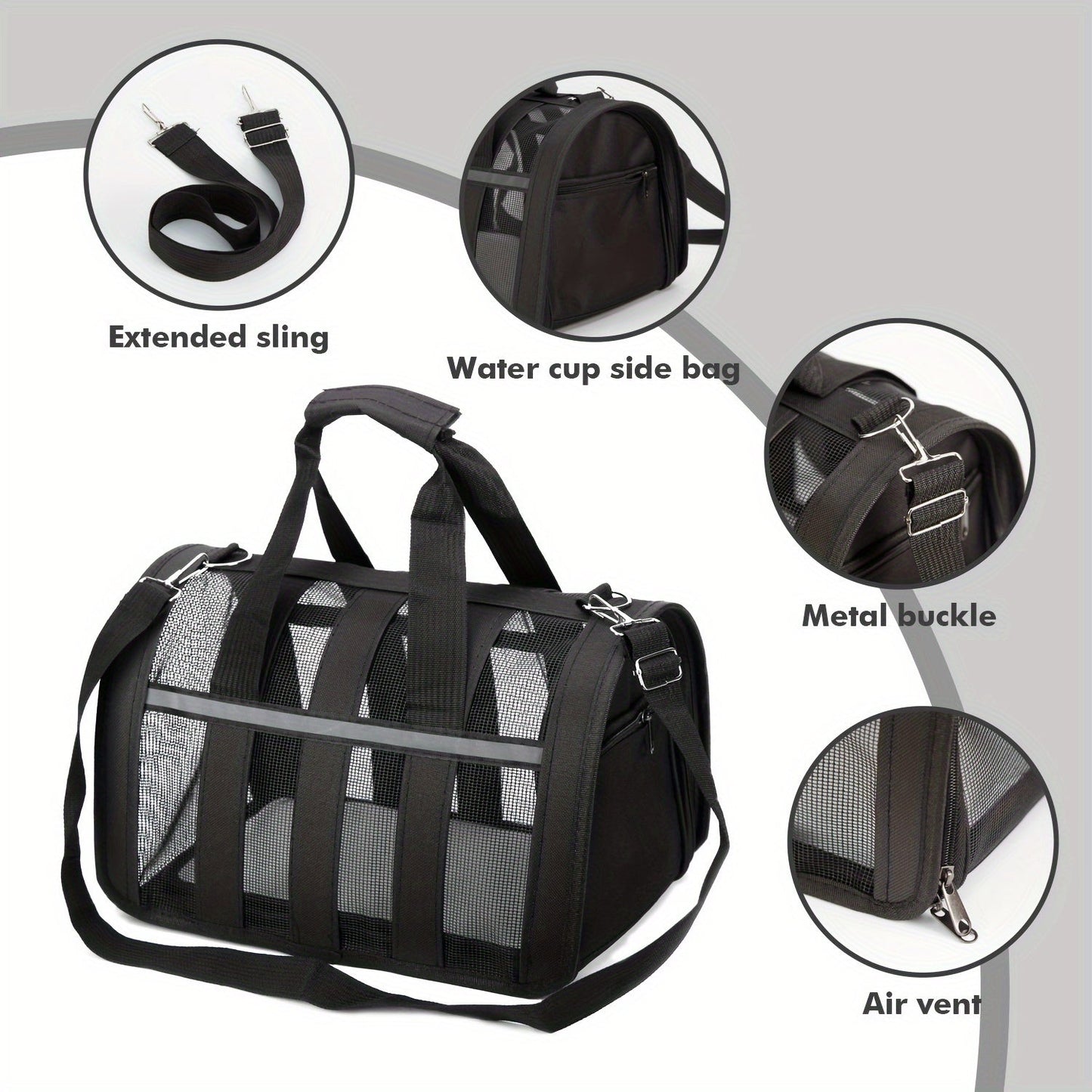Foldable Soft Pet Carrier Bag – Breathable Mesh Travel Bag for Cats & Dogs, 6 Colors, S/M/L Sizes, Portable with Zipper Closure