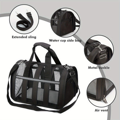 Foldable Soft Pet Carrier Bag – Breathable Mesh Travel Bag for Cats & Dogs, 6 Colors, S/M/L Sizes, Portable with Zipper Closure