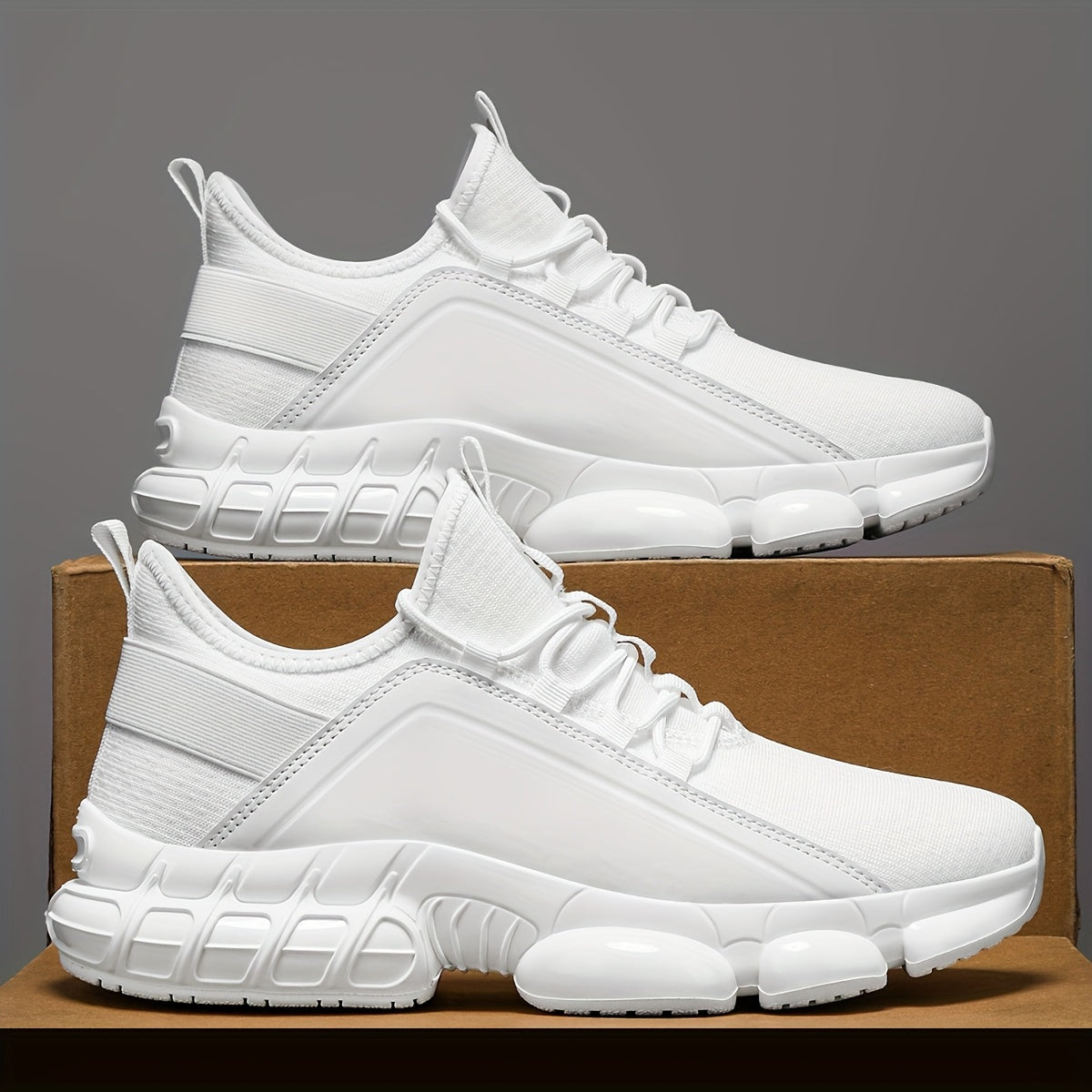 Men's Lightweight Breathable Running Shoes, Low-Top Road Training Sneakers with Rubber Sole & Lace-Up Closure, All-Season Comfort Athletic Footwear for Gym, Training & Casual Wear - White, Black, Blue, Khaki