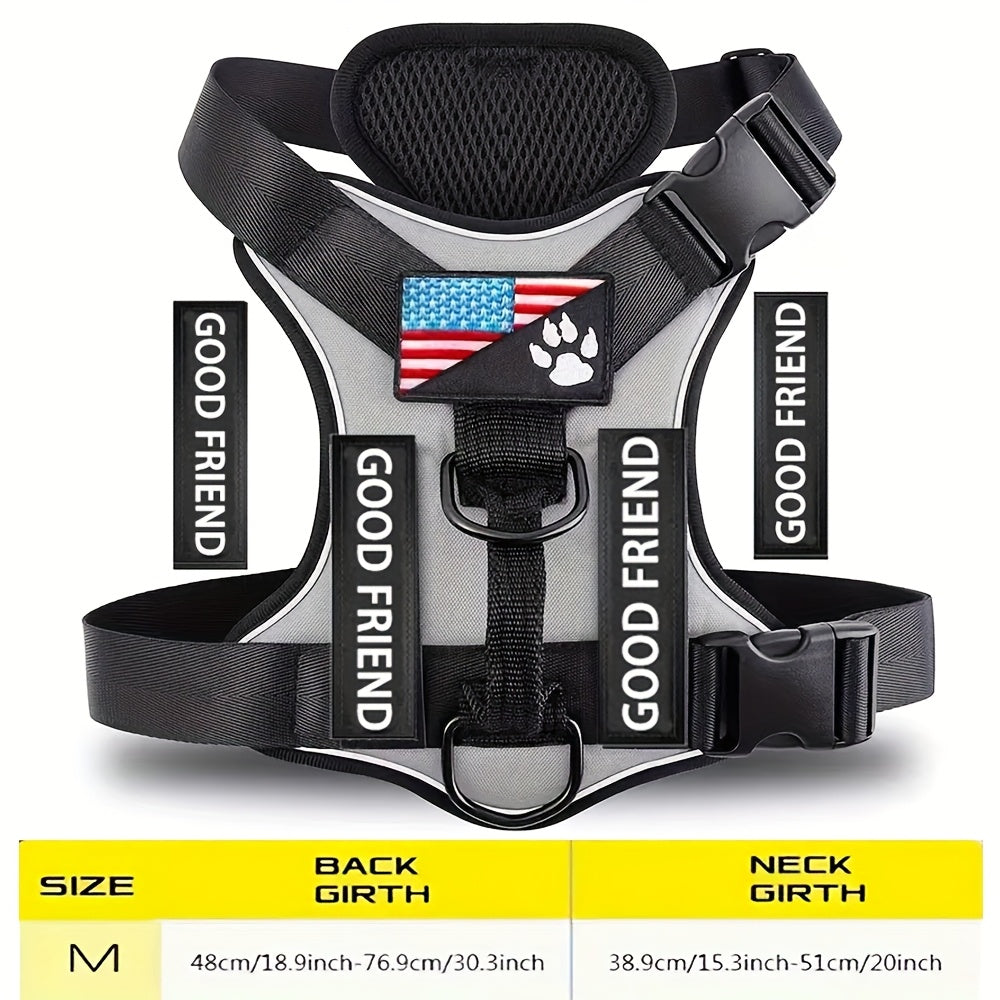 Service Dog Harness Vest with 5 ID Patches – Reflective Adjustable Oxford Vest with Breathable Mesh Lining, Service Dog ID System for Small Medium Large Dogs, Sizes XS-XL, Public & Mobility Aid