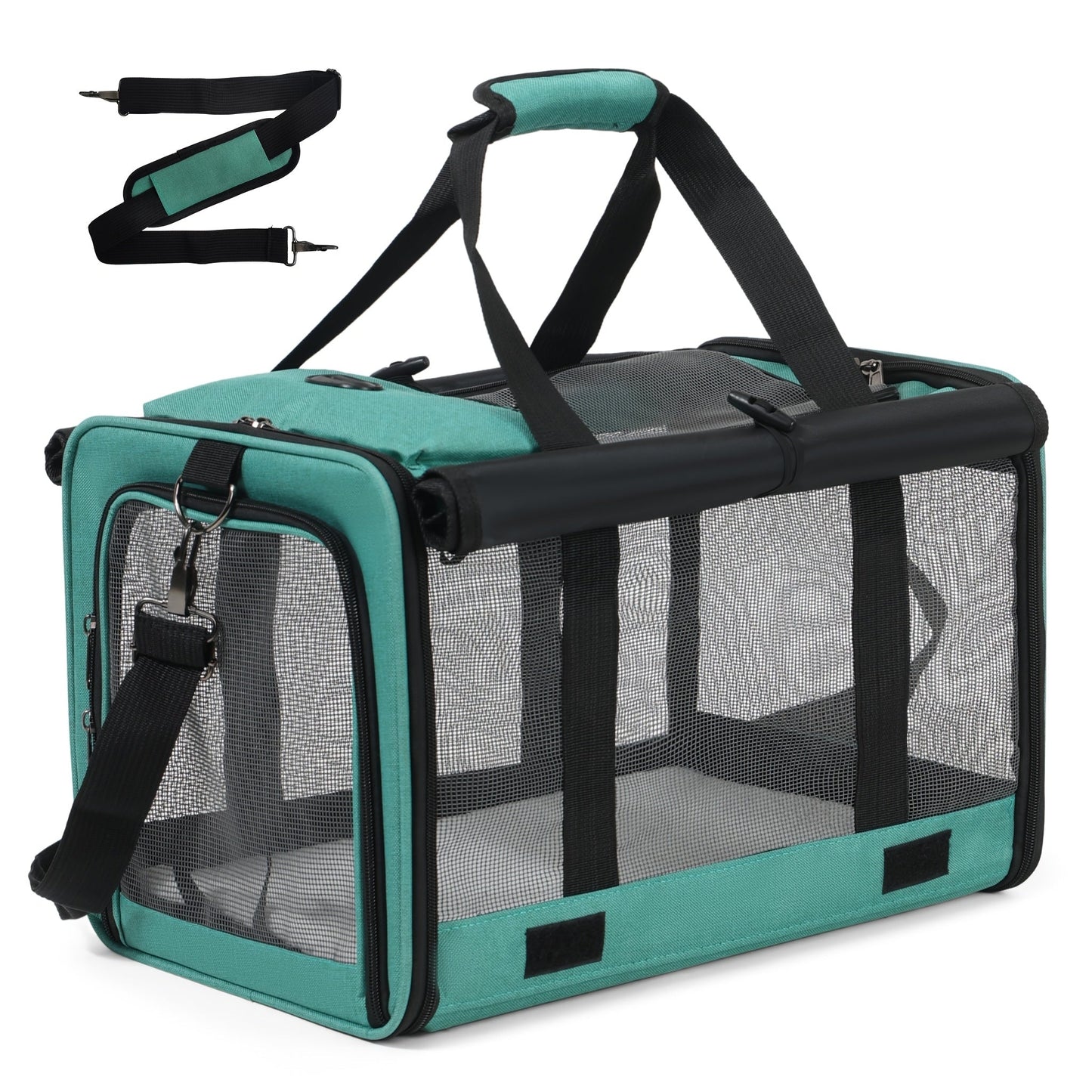 Airline Approved Soft-Sided Pet Carrier for Cats and Small Dogs - Breathable Collapsible Oxford Cloth Travel Crate with Privacy Cover Zipper Closure, Combo Set with Leash and Collar Included