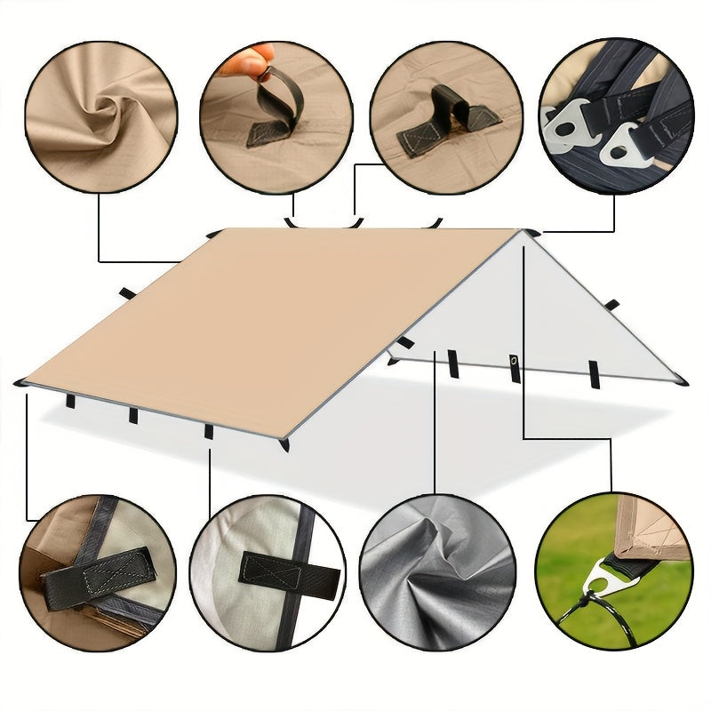 Waterproof Camping Tarp Shelter 19 Tethering Points Hammock Rain Fly Sunshade Lightweight Survival Tarpaulin for Hiking Backpacking Cycling DIY Outdoor Canopy Sun Protection Emergency Shelter