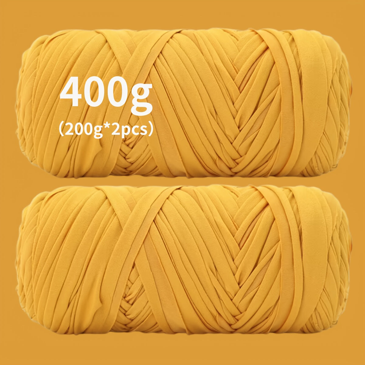 T-Shirt Fabric Yarn 400g (2 x 200g) Chunky Cotton Blend in 49 Colors – Soft Thick Yarn for Crochet Baskets, Bags, Rugs, Macrame & Knitting Projects – Beginner-Friendly Craft Yarn