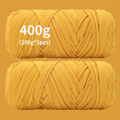 T-Shirt Fabric Yarn 400g (2 x 200g) Chunky Cotton Blend in 49 Colors – Soft Thick Yarn for Crochet Baskets, Bags, Rugs, Macrame & Knitting Projects – Beginner-Friendly Craft Yarn