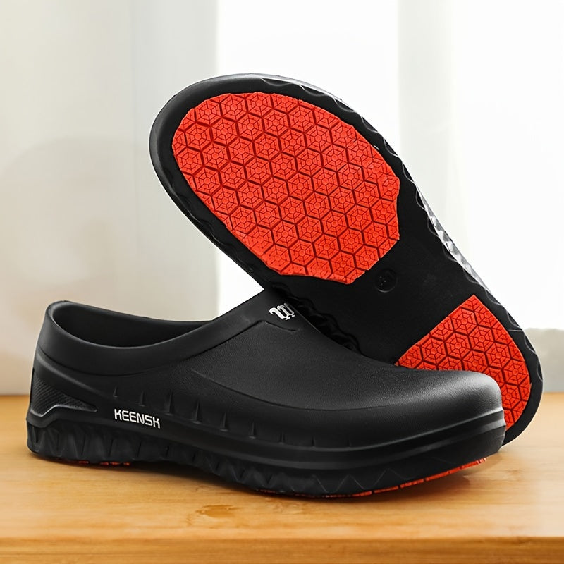 Men's Non-Slip Chef Shoes - Slip-Resistant Kitchen Work Shoes with Reinforced EVA Sole, Textured Grip and Heel Support for All-Day Comfort, Low-Top Sneakers for Professional Chefs and Commercial Kitchens, Black