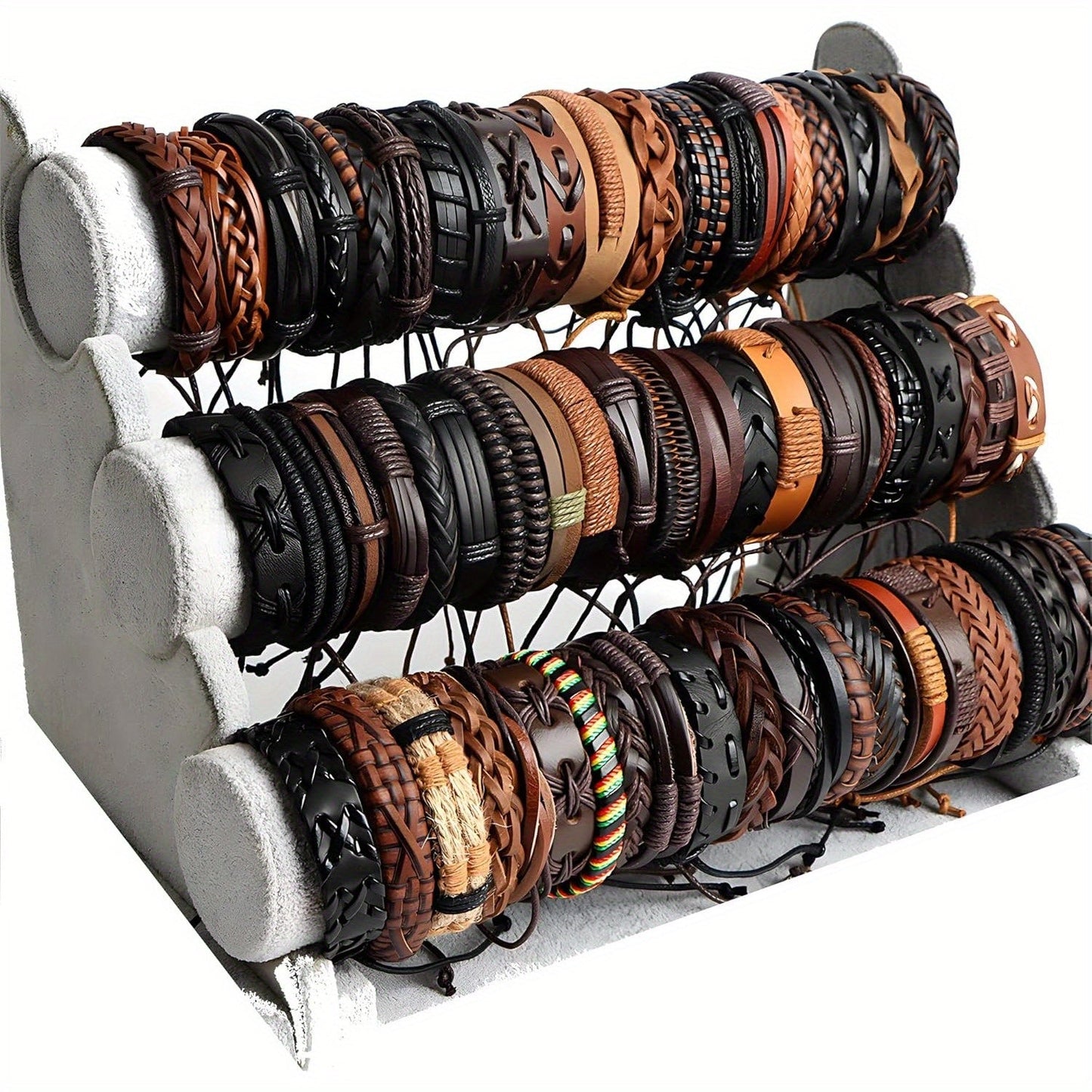 26 Pcs Vintage Faux Leather Braided Bracelet Set for Men and Women Adjustable Handmade Woven Cuff Bracelets Unisex Black Brown Retro Style Boho Jewelry Gift for Party Daily Wear
